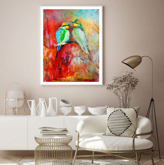 Colorful Birds Oil Painting Home Decor Premium Quality Poster Print Choose Your Sizes