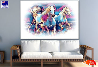 Running Horses Watercolor Painting Print 100% Australian Made