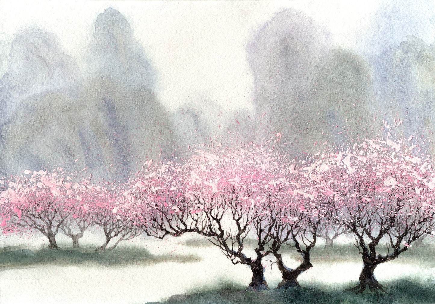 Colorful Floral Trees Watercolor Painting Print 100% Australian Made