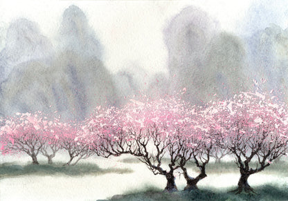 Colorful Floral Trees Watercolor Painting Print 100% Australian Made