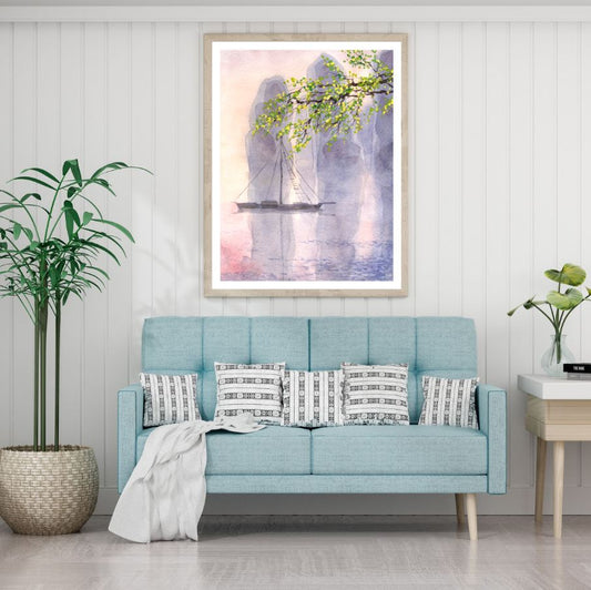Boat on Sea Watercolor Painting Home Decor Premium Quality Poster Print Choose Your Sizes