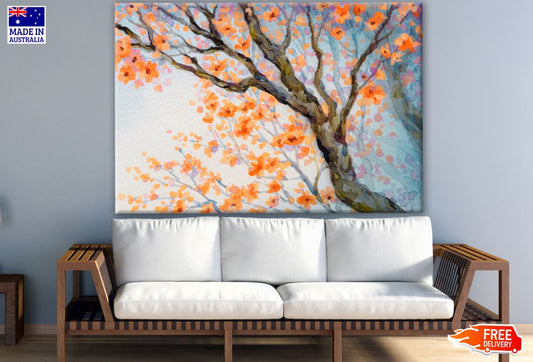 Orange Floral Tree Watercolor Painting Print 100% Australian Made