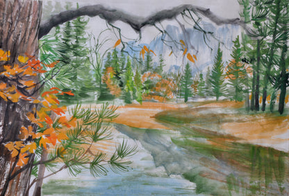 Colorful Forest Watercolor Painting Print 100% Australian Made