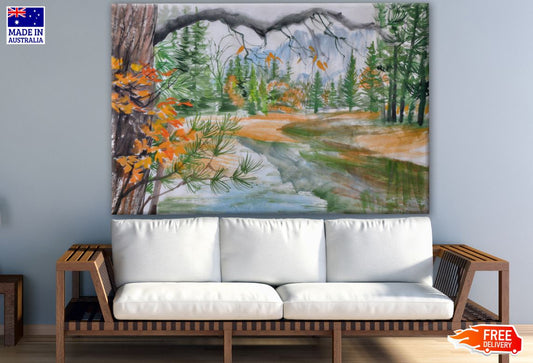 Colorful Forest Watercolor Painting Print 100% Australian Made