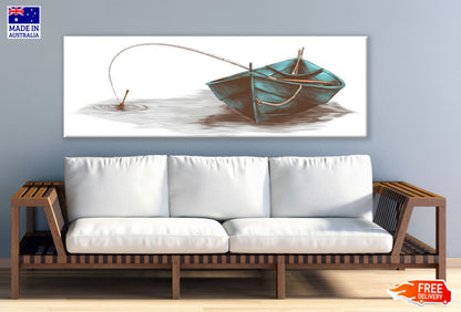 Panoramic Canvas Boat Watercolor Painting High Quality 100% Australian made wall Canvas Print ready to hang