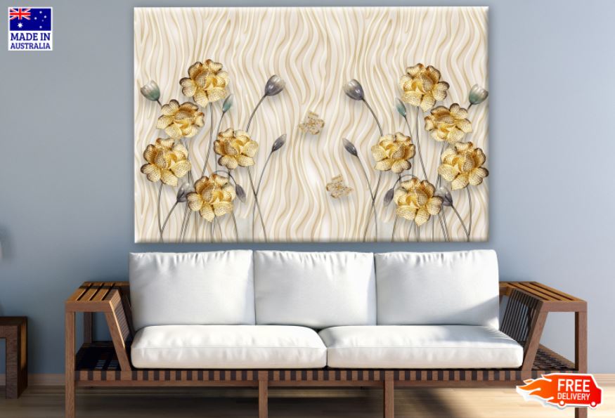 Golden Flowers 3D Design Print 100% Australian Made