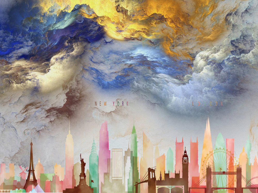 Colorful City & Abstract Cloud Design Print 100% Australian Made
