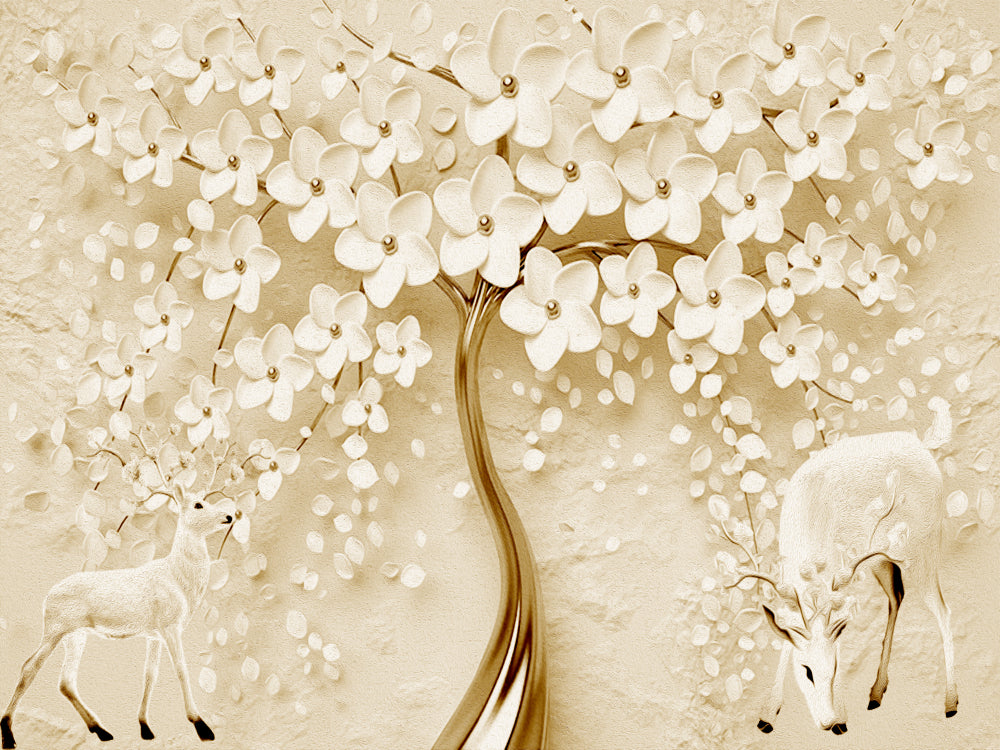3D White Gold Abstract Floral Design Print 100% Australian Made