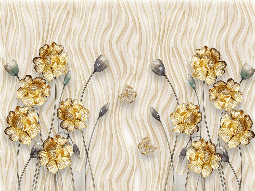 Golden Flowers 3D Design Print 100% Australian Made