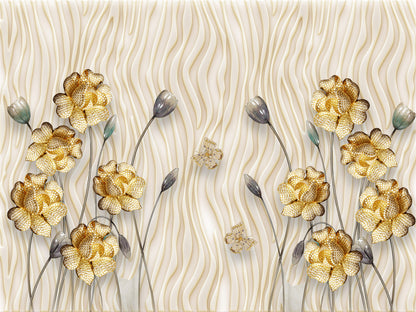 Golden Flowers 3D Design Print 100% Australian Made