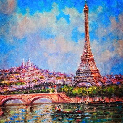 Square Canvas Eiffel Tower Oil Painting High Quality Print 100% Australian Made