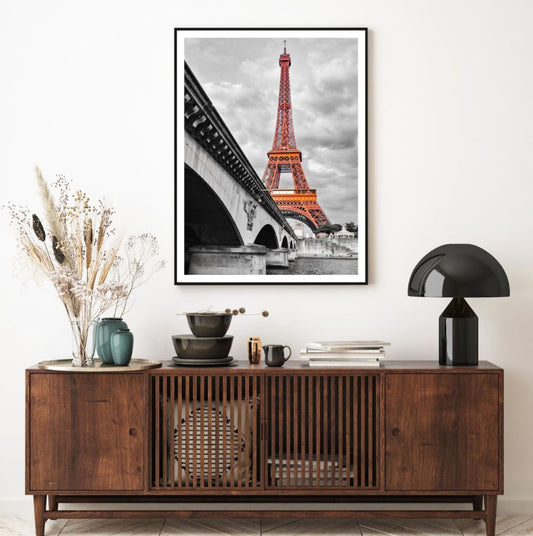 Eiffel Tower & Bridge Photograph Home Decor Premium Quality Poster Print Choose Your Sizes