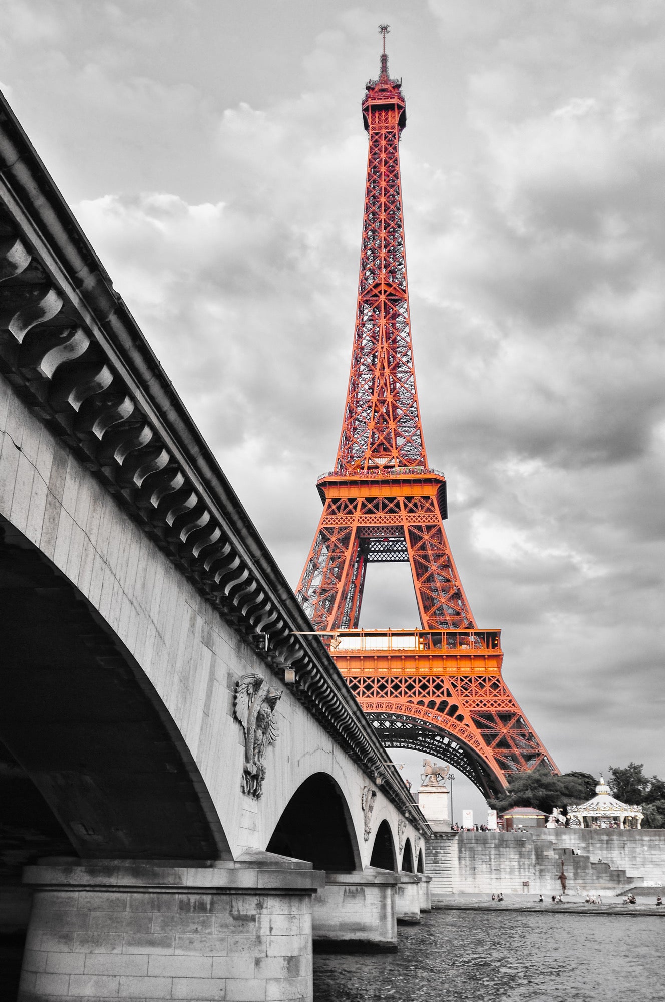 Eiffel Tower & Bridge Photograph Home Decor Premium Quality Poster Print Choose Your Sizes