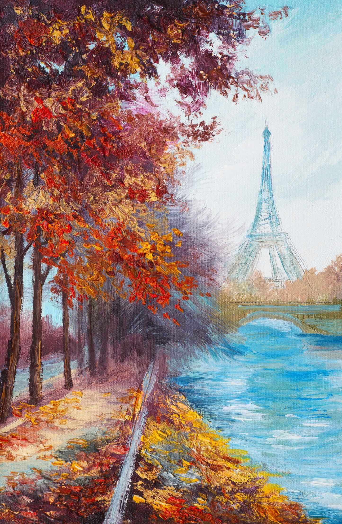Eiffel Tower & River Oil Painting Home Decor Premium Quality Poster Print Choose Your Sizes