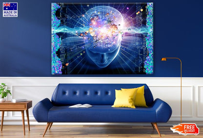 Human Head & Digital Signs Abstract Design Print 100% Australian Made