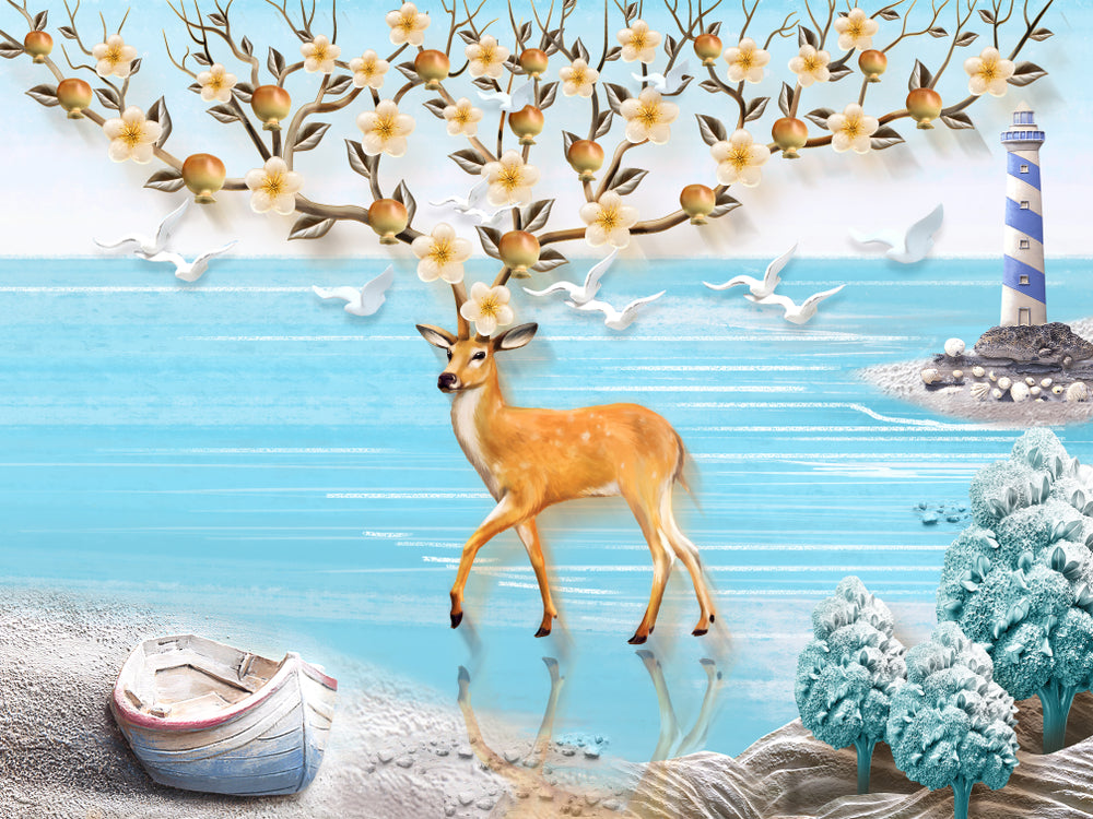 Deer & Floral Antler & Sea 3D Design Print 100% Australian Made