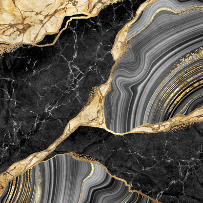 Square Canvas Gold & Black Abstract Design High Quality Print 100% Australian Made