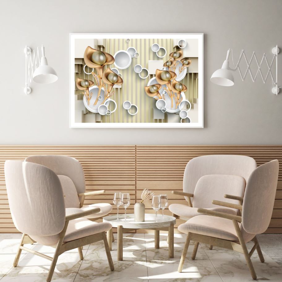 Flowers & Circles 3D Design Home Decor Premium Quality Poster Print Choose Your Sizes