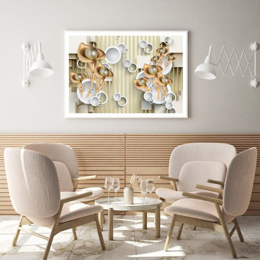 Flowers & Circles 3D Design Home Decor Premium Quality Poster Print Choose Your Sizes