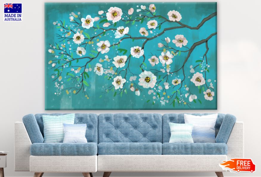 White Flower Tree Watercolor Painting Print 100% Australian Made