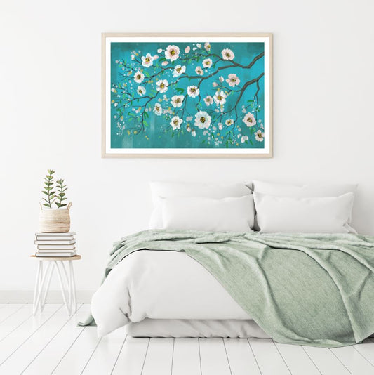 White Flower Tree Watercolor Painting Home Decor Premium Quality Poster Print Choose Your Sizes