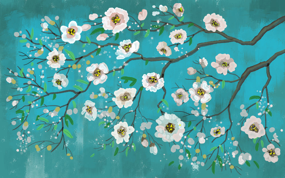 White Flower Tree Watercolor Painting Print 100% Australian Made