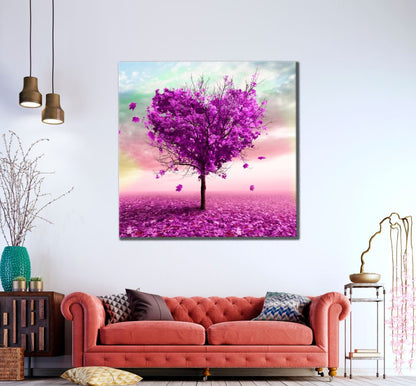 Square Canvas Pink Heart Shaped Tree Design High Quality Print 100% Australian Made