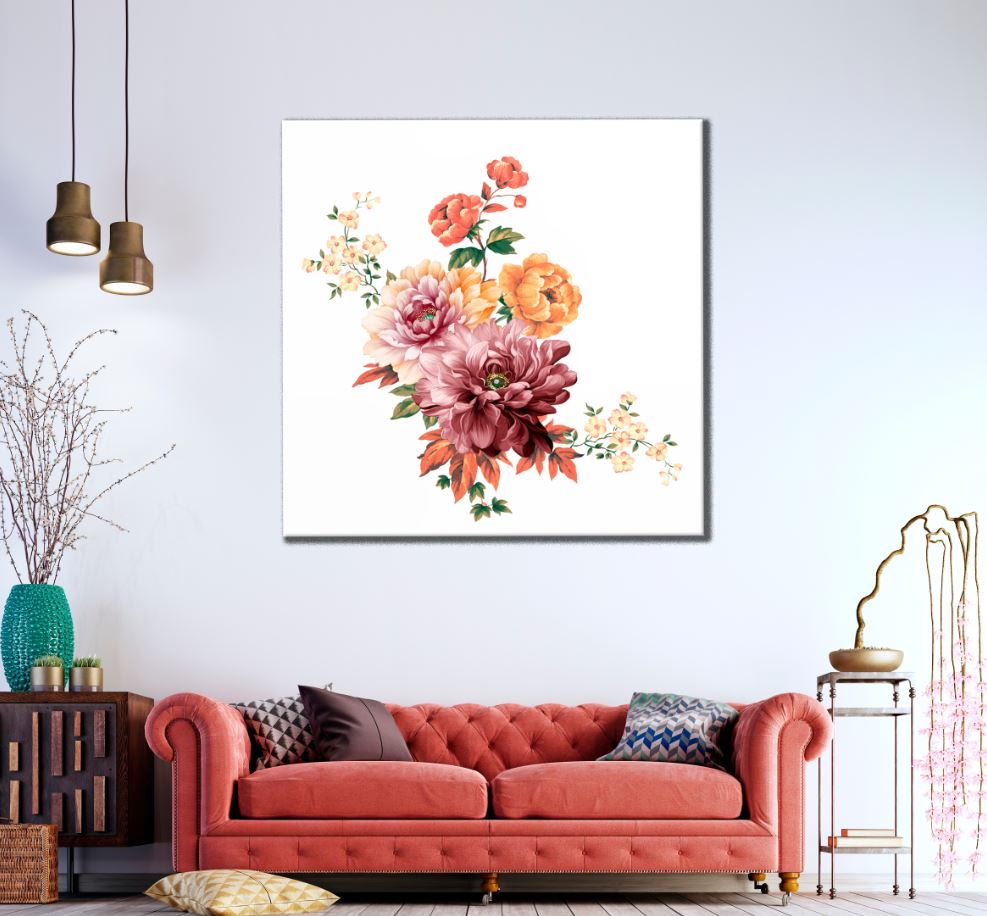 Square Canvas Colorful Floral Painting High Quality Print 100% Australian Made