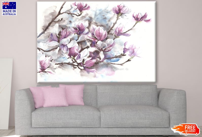 Purple Flowers Watercolor Painting Print 100% Australian Made