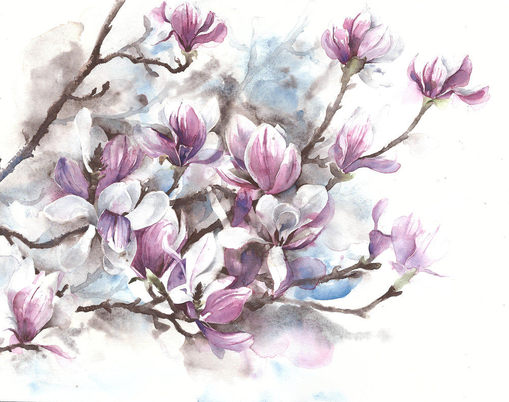 Purple Flowers Watercolor Painting Print 100% Australian Made