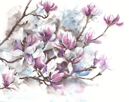 Purple Flowers Watercolor Painting Print 100% Australian Made