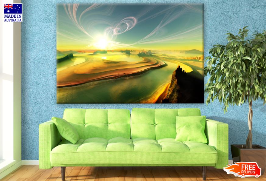 River in the Desert with Clouds Photograph Print 100% Australian Made