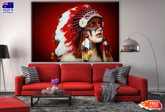 Girl with Feather Headdress Photograph Print 100% Australian Made