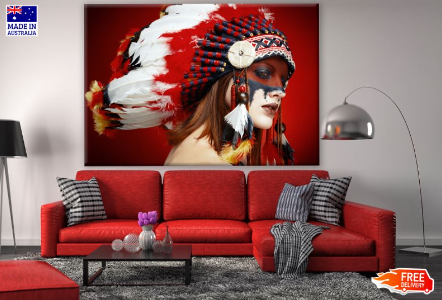 Girl with Feather Headdress Photograph Print 100% Australian Made