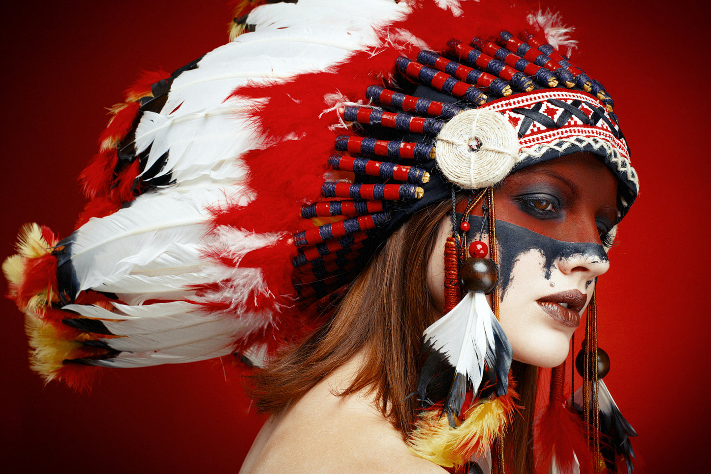 Girl With Feather Headdress Portrait Photograph Home Decor Premium Quality Poster Print Choose Your Sizes