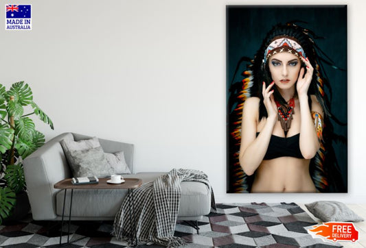 Girl with Feather Headdress Photograph Print 100% Australian Made