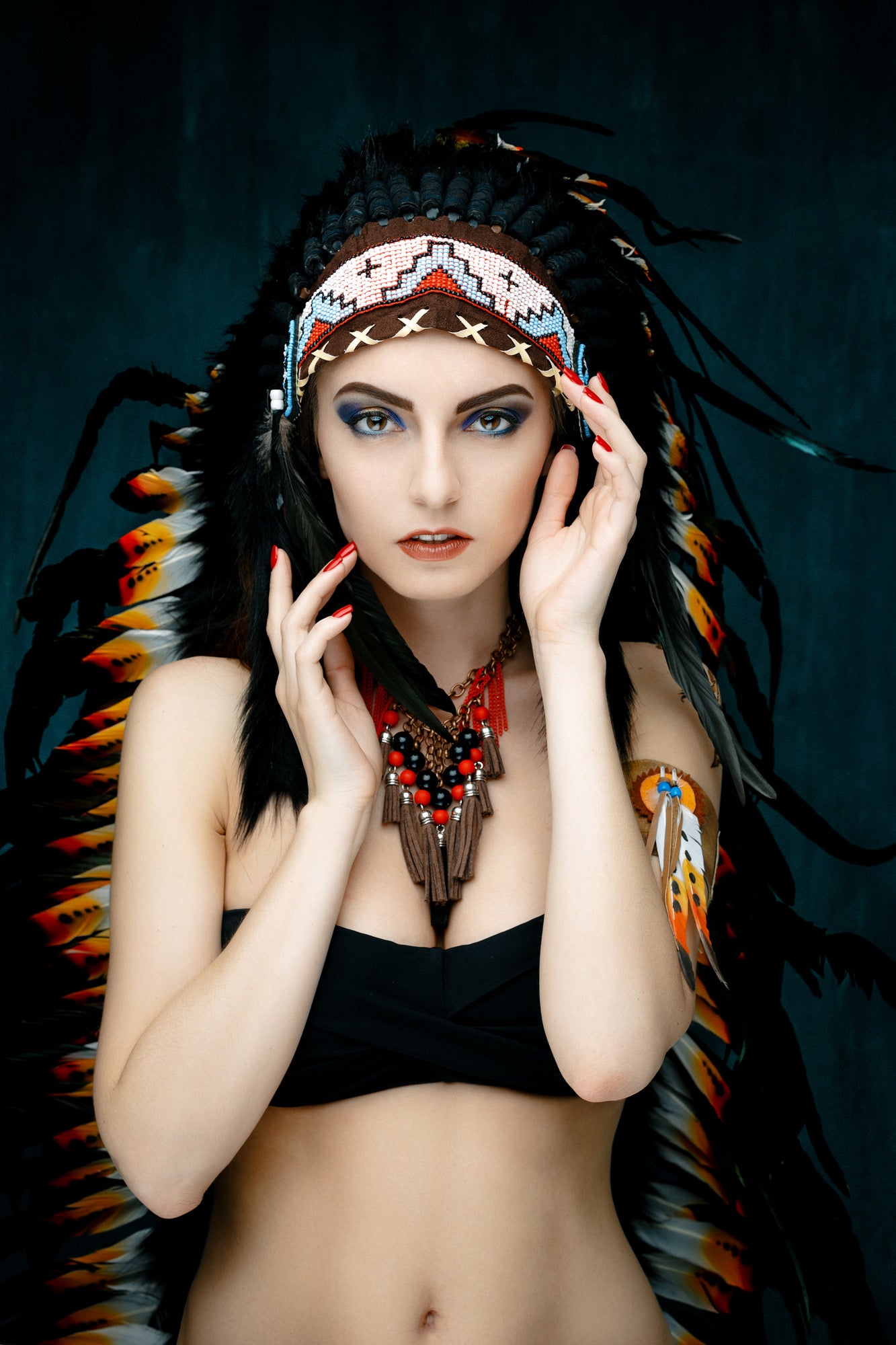 Girl with Feather Headdress Photograph Print 100% Australian Made