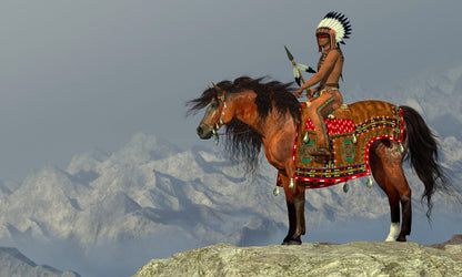Indian Worrier on Horse Scenery Photograph Home Decor Premium Quality Poster Print Choose Your Sizes