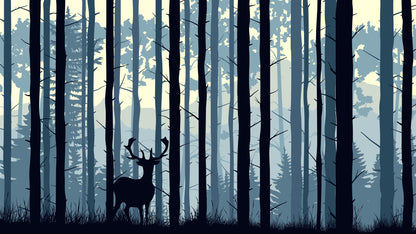 Deer in Forest Vector Design Home Decor Premium Quality Poster Print Choose Your Sizes