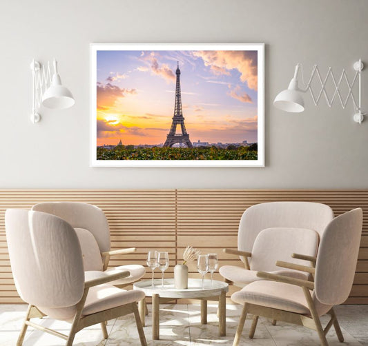 Eiffel Tower Sunset Photograph Home Decor Premium Quality Poster Print Choose Your Sizes