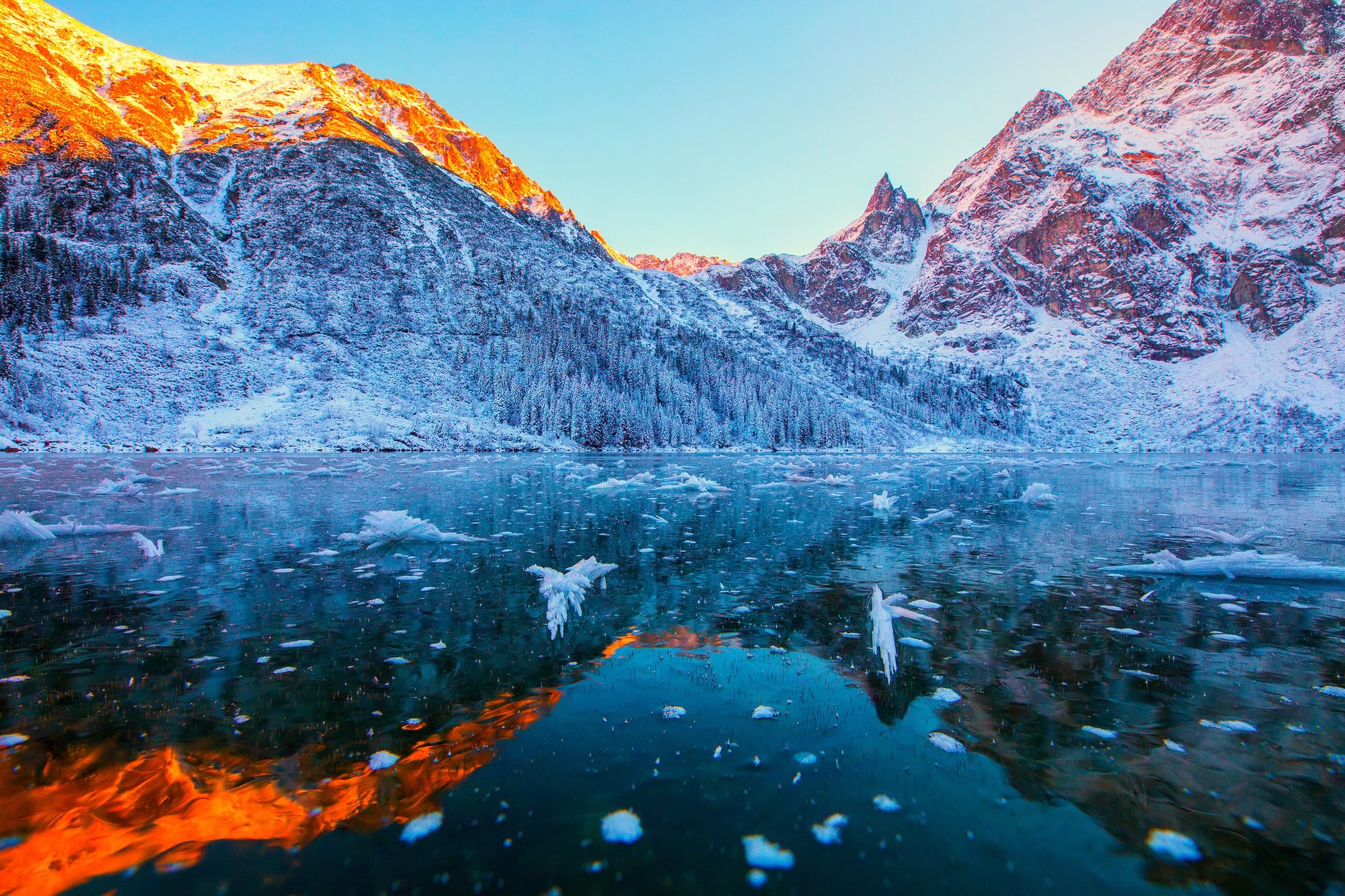 Frozen Lake Near Mountains View Photograph Home Decor Premium Quality Poster Print Choose Your Sizes
