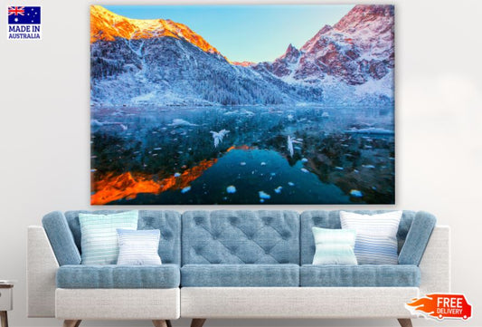 Lake & Snow Capped Mountain Photograph Print 100% Australian Made