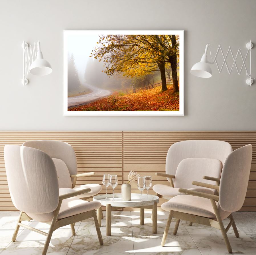 Autumn Forest & Road Photograph Home Decor Premium Quality Poster Print Choose Your Sizes