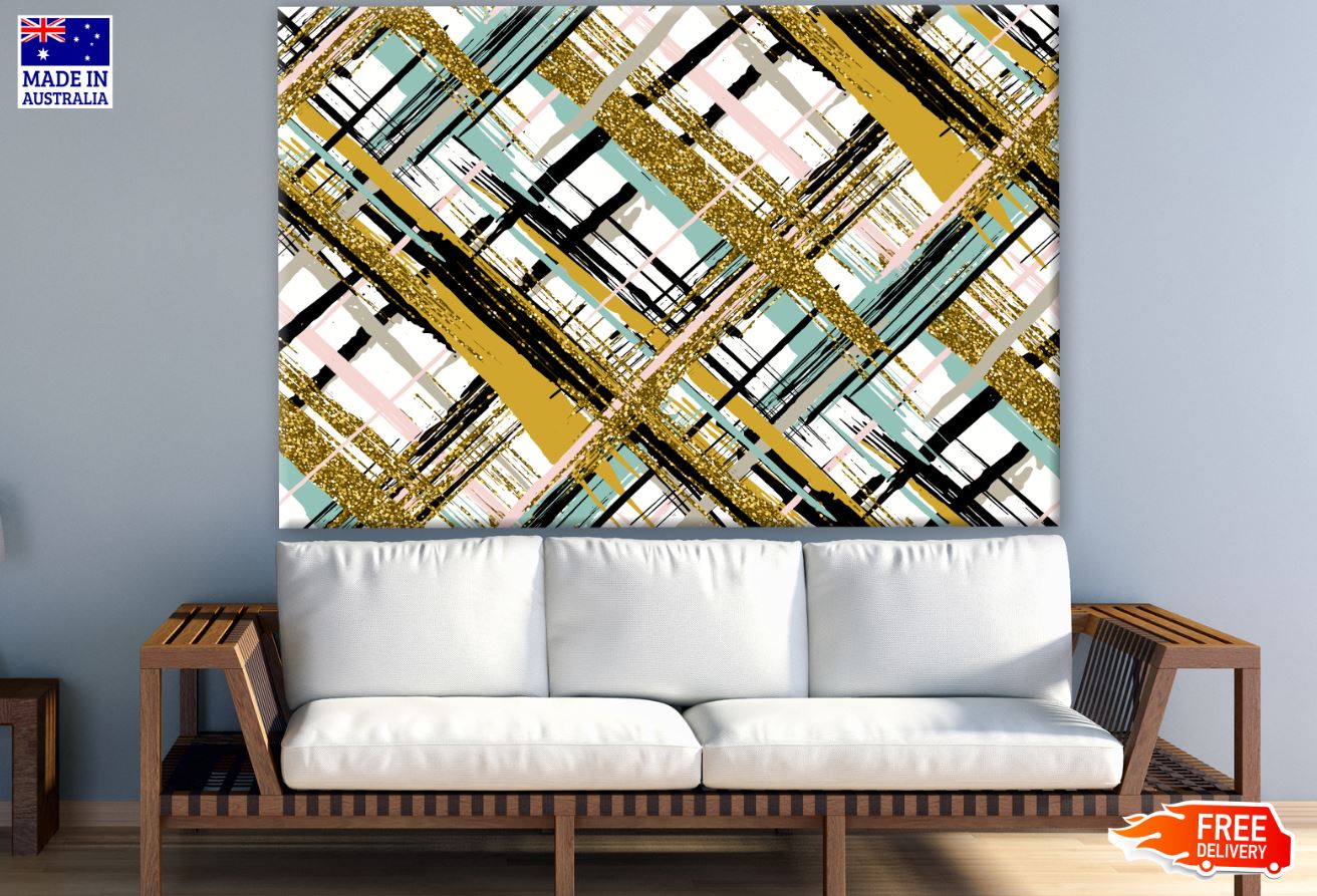 Yellow Black & Blue Abstract Design Print 100% Australian Made