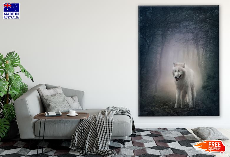 Wolf in Forest Digital Painting Print 100% Australian Made