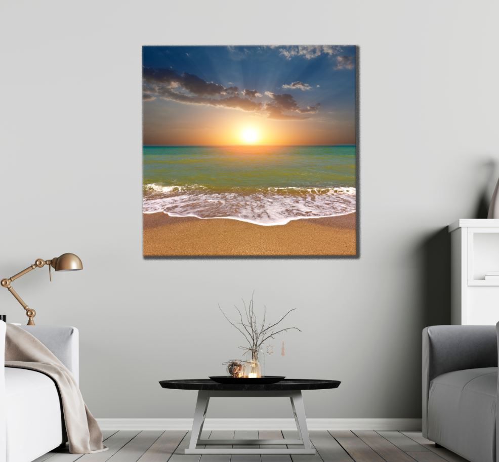 Square Canvas Sea & Sunset Scenery Photograph High Quality Print 100% Australian Made