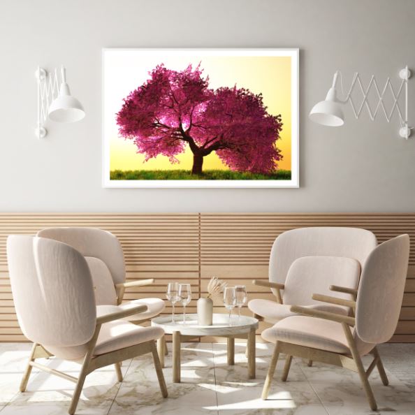 Purple Tree at Sunset Photograph Home Decor Premium Quality Poster Print Choose Your Sizes