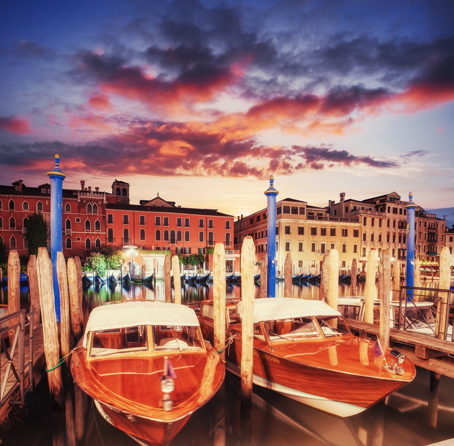 Square Canvas Boats & Buildings Photograph High Quality Print 100% Australian Made