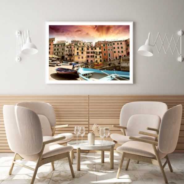 Buildings & Boats Sunset Scenery Photograph Home Decor Premium Quality Poster Print Choose Your Sizes