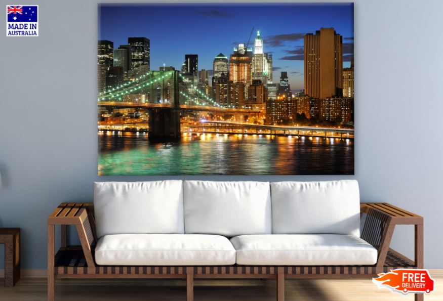 City & Bridge Night View Photograph Print 100% Australian Made